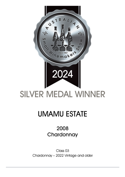 UMAMU Chardonnay 2008 receives Silver Medal from Australia Small Winemakers Show 2024